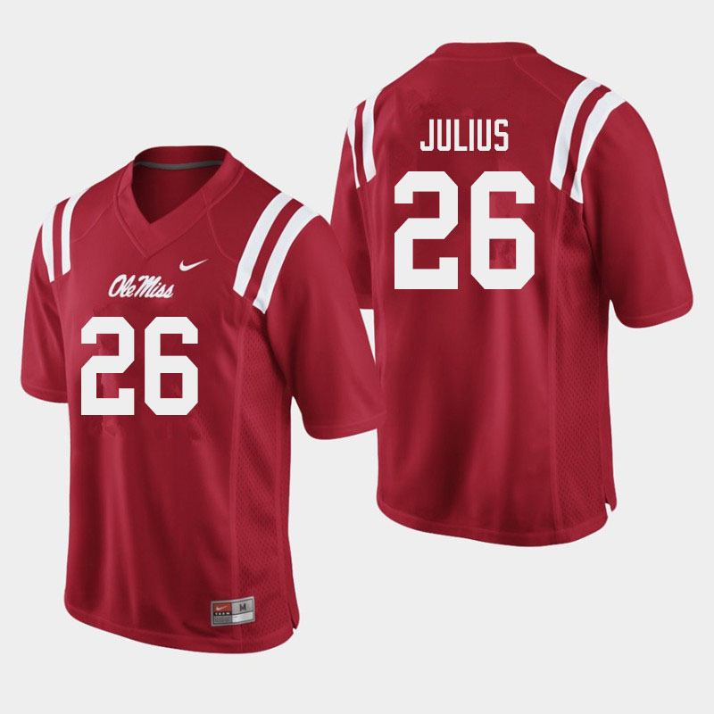 Jalen Julius Ole Miss Rebels NCAA Men's Red #26 Stitched Limited College Football Jersey MGZ8458YM